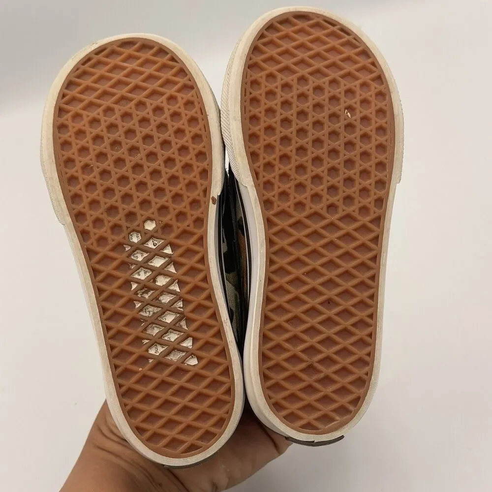 Vans Old Skool V Toddler 9 Painted Camo Brown Suede Hook & Loop Sneakers Shoes